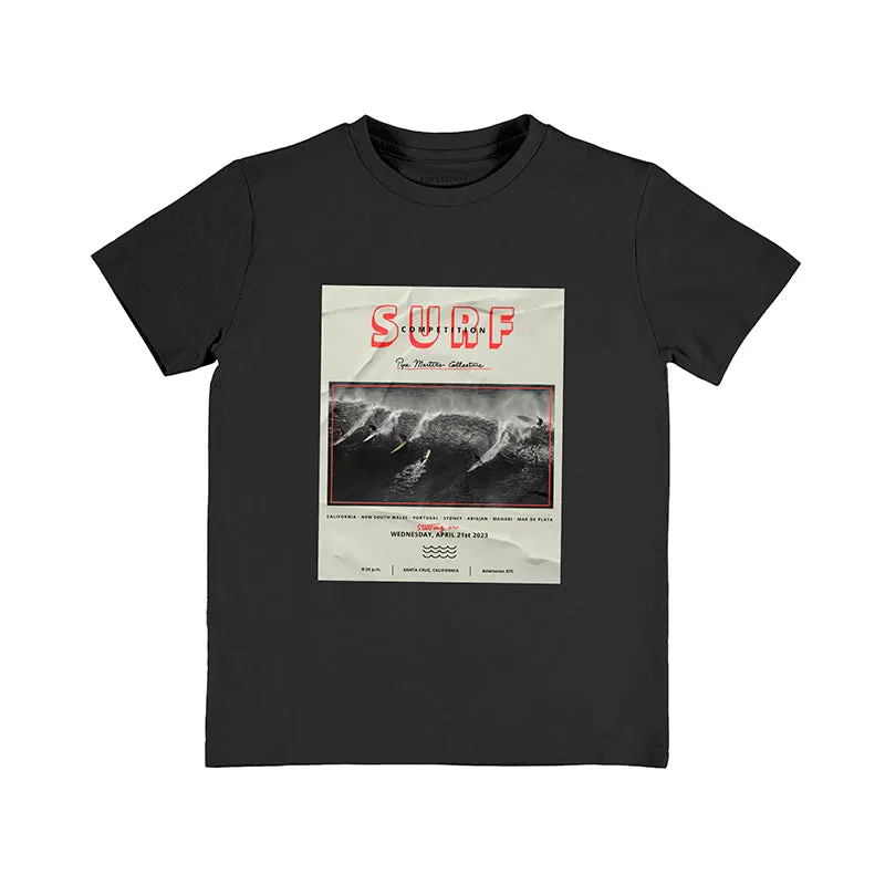 Nukutavake Boys T-Shirt w/Surf Graphic _Black 6004-43