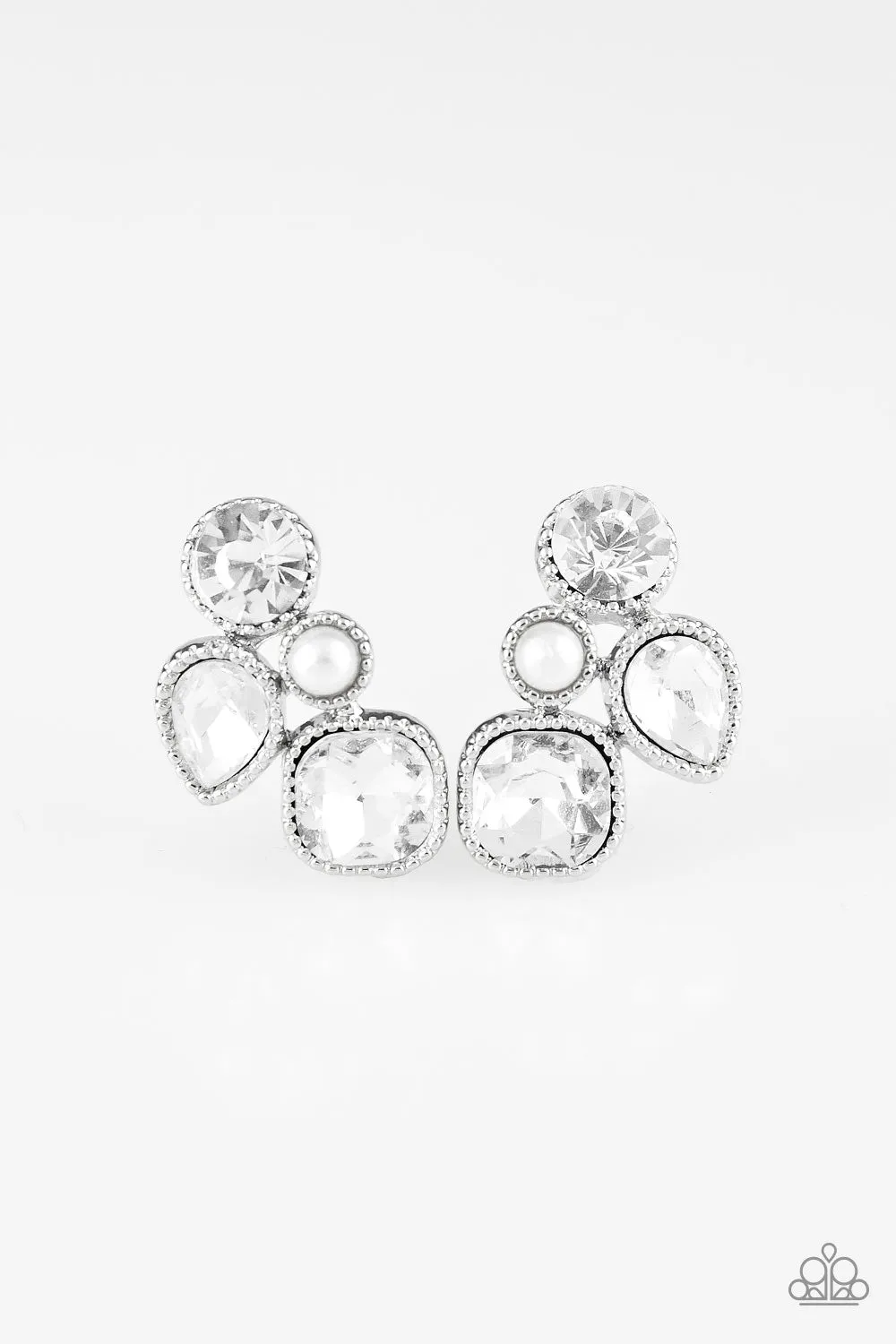 Paparazzi Super Superstar White Post Earrings