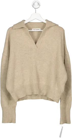 Pixie Market Beige Wool Blend V Neck Sweater UK S