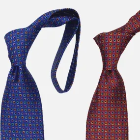 Premium Silk Textured Tie Mini Square Multi Color | Made in USA