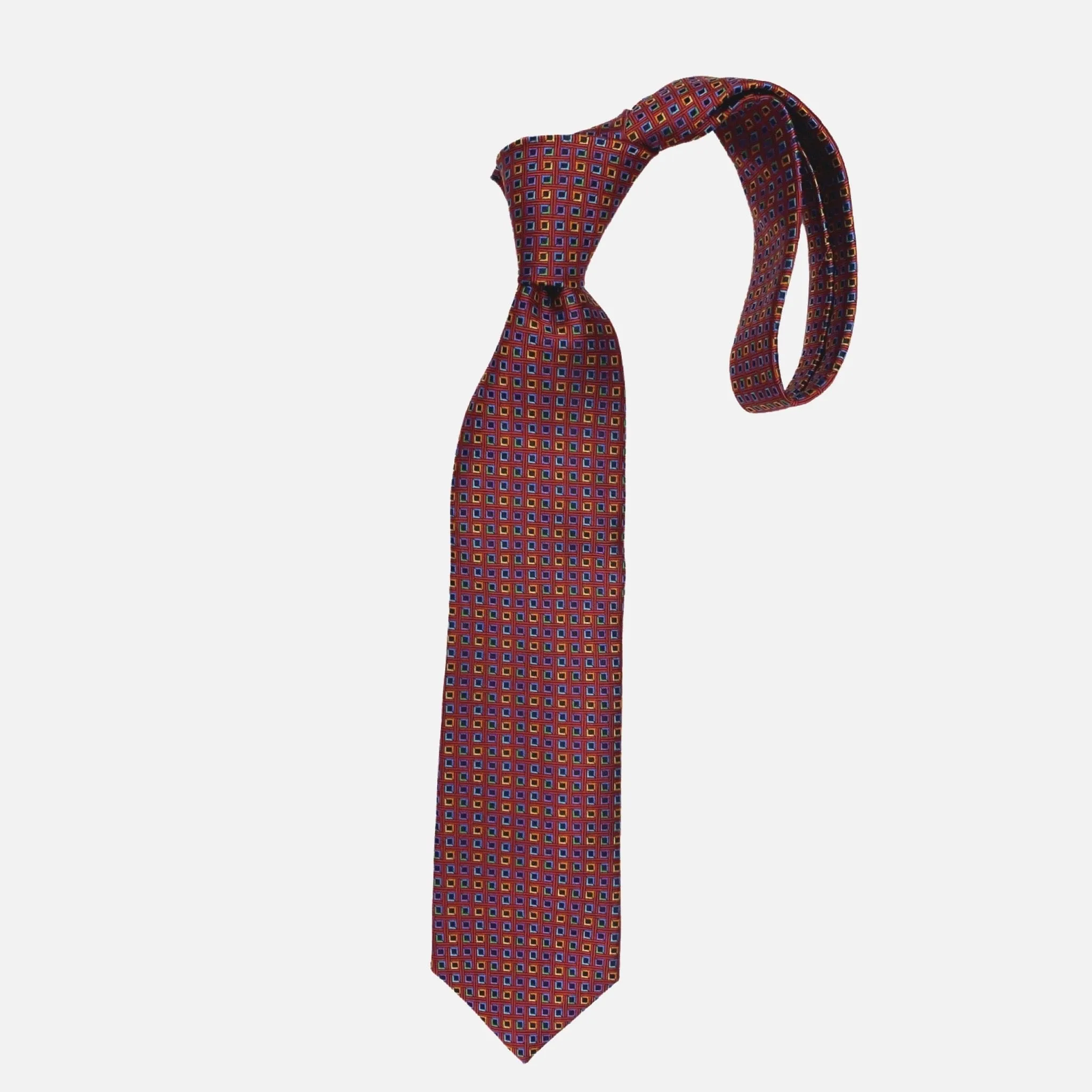 Premium Silk Textured Tie Mini Square Multi Color | Made in USA