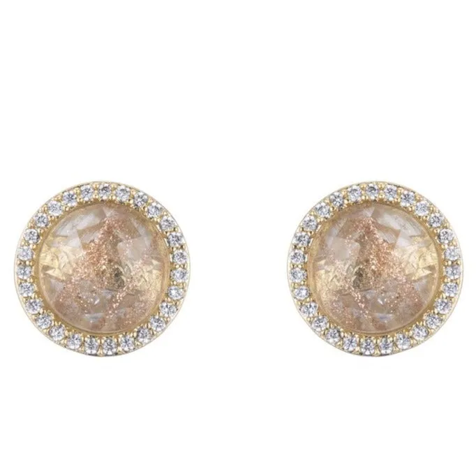 Rula Round Gemstone Stud Earrings