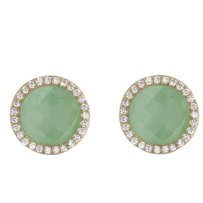 Rula Round Gemstone Stud Earrings