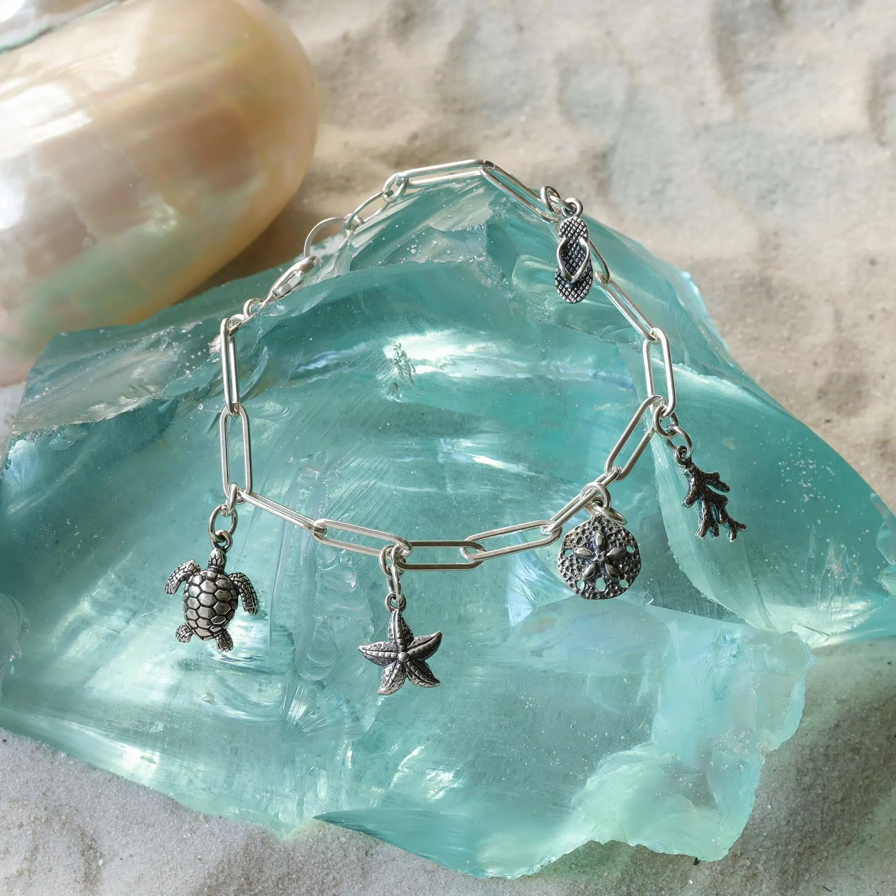 Seashore - Sterling Silver Nautical Beach Charm Bracelet