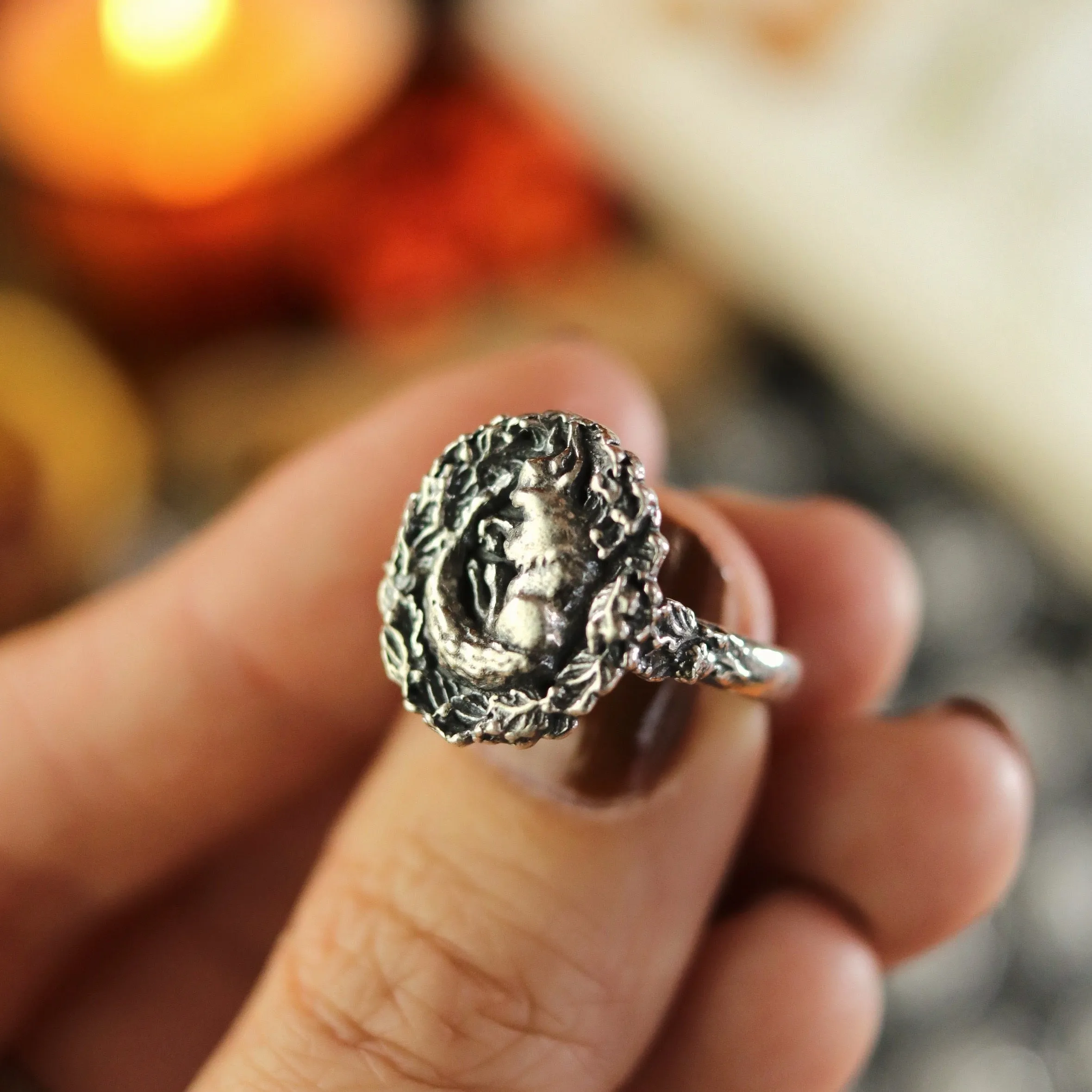 Sleeping Shadow Tail Squirrel Wreath Ring | Talent Scout Design