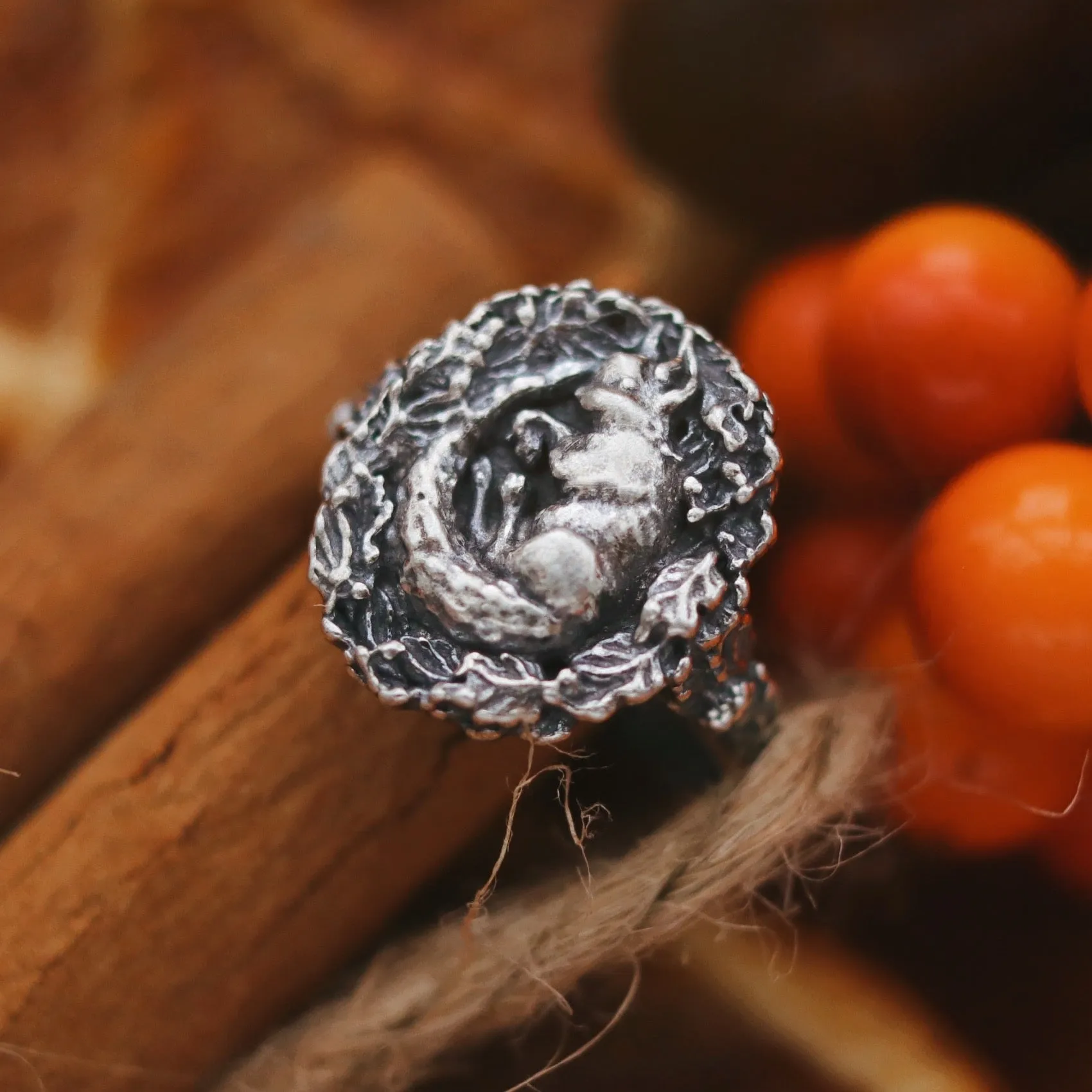 Sleeping Shadow Tail Squirrel Wreath Ring | Talent Scout Design