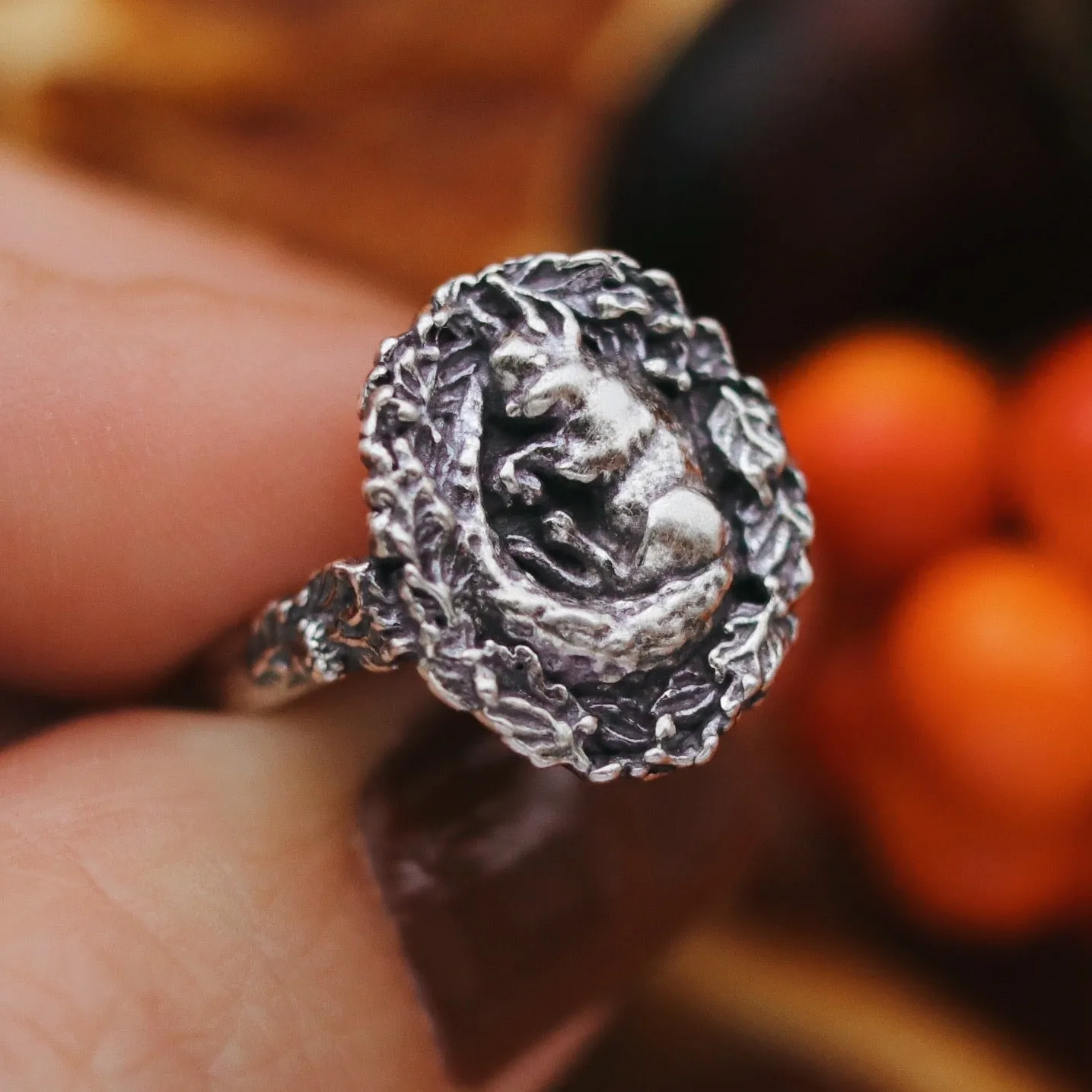 Sleeping Shadow Tail Squirrel Wreath Ring | Talent Scout Design