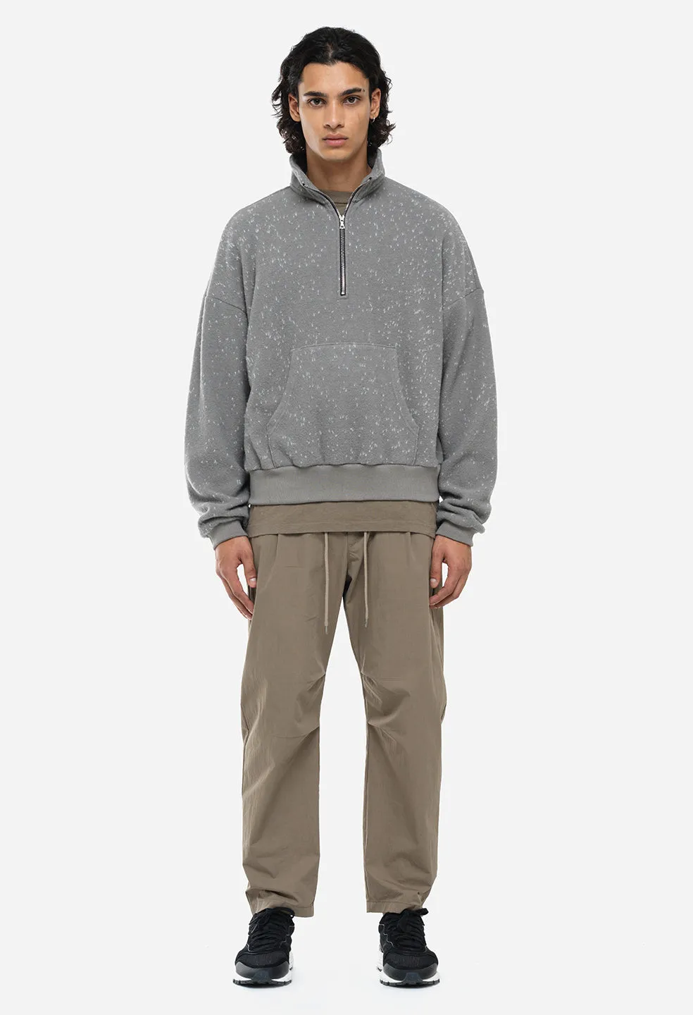 Spec Wool Zip Pullover / Moss Grey