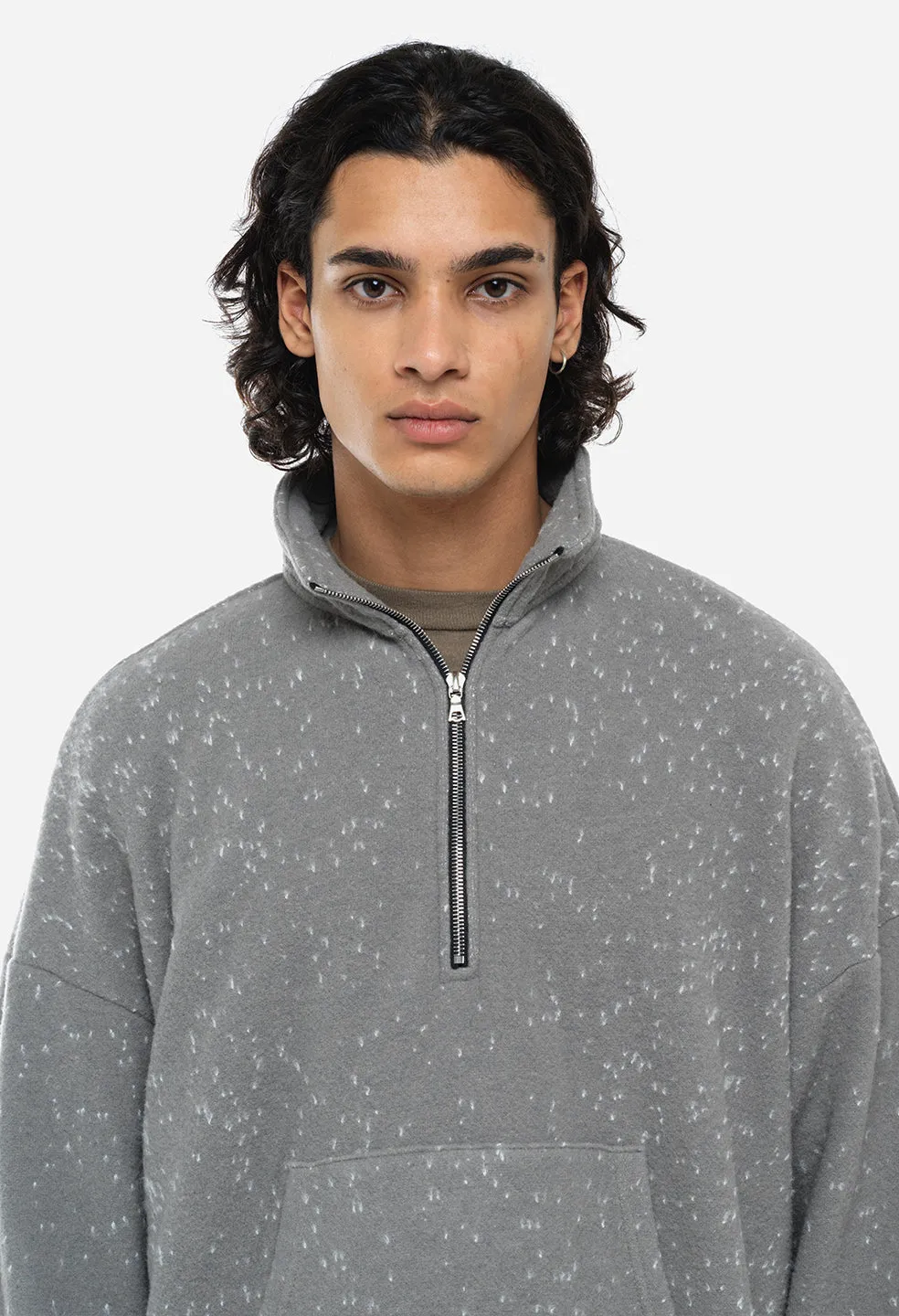 Spec Wool Zip Pullover / Moss Grey