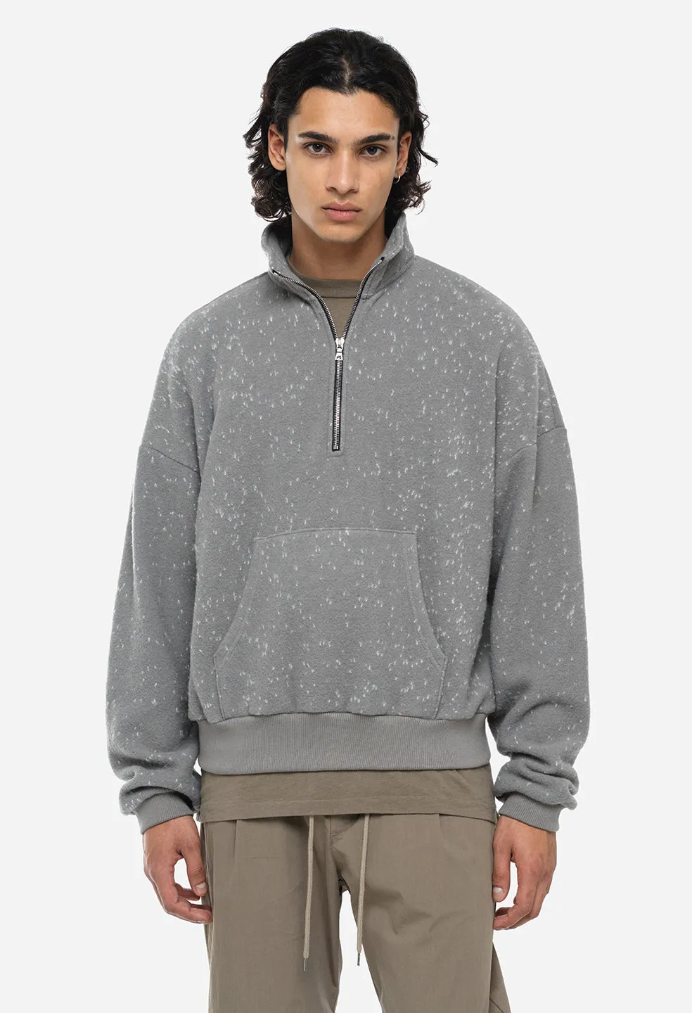 Spec Wool Zip Pullover / Moss Grey