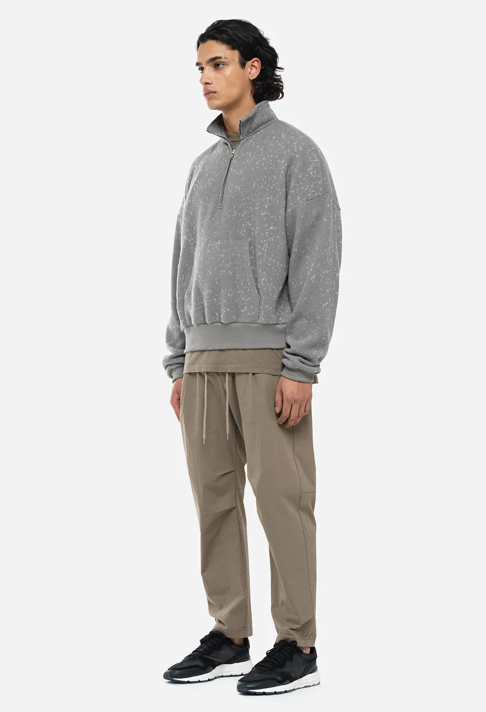 Spec Wool Zip Pullover / Moss Grey