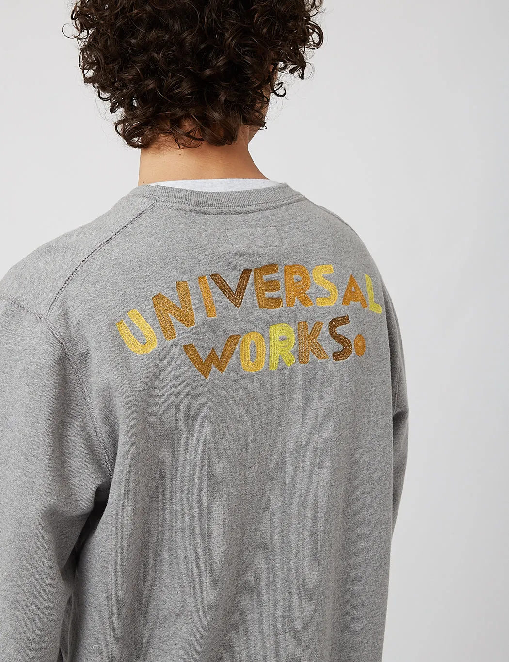 Universal Works Embroidered Sweatshirt (Loopback) - Grey Marl