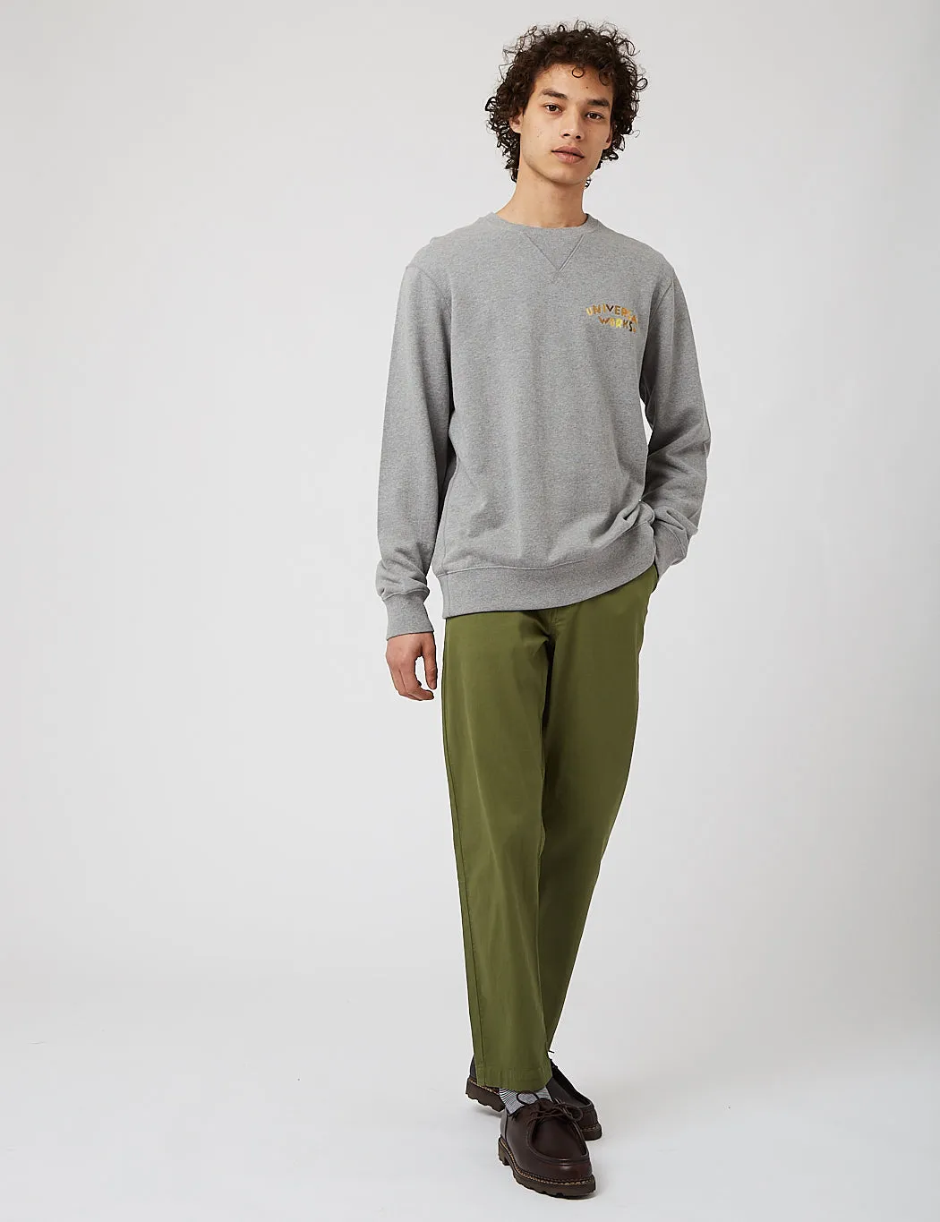 Universal Works Embroidered Sweatshirt (Loopback) - Grey Marl