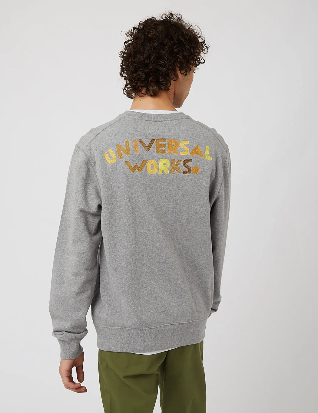 Universal Works Embroidered Sweatshirt (Loopback) - Grey Marl