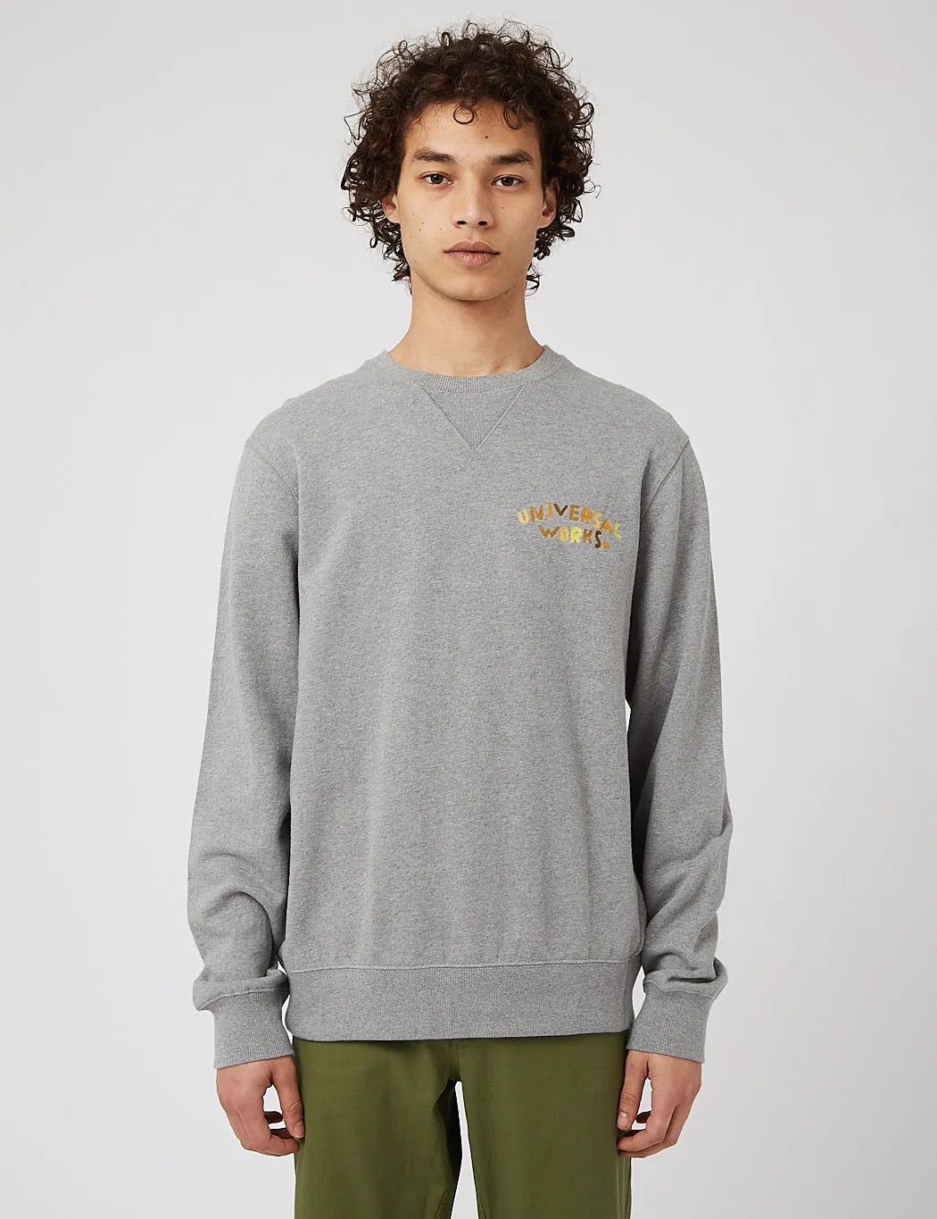 Universal Works Embroidered Sweatshirt (Loopback) - Grey Marl