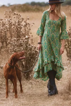 Victoria Midi Dress Green Paisley