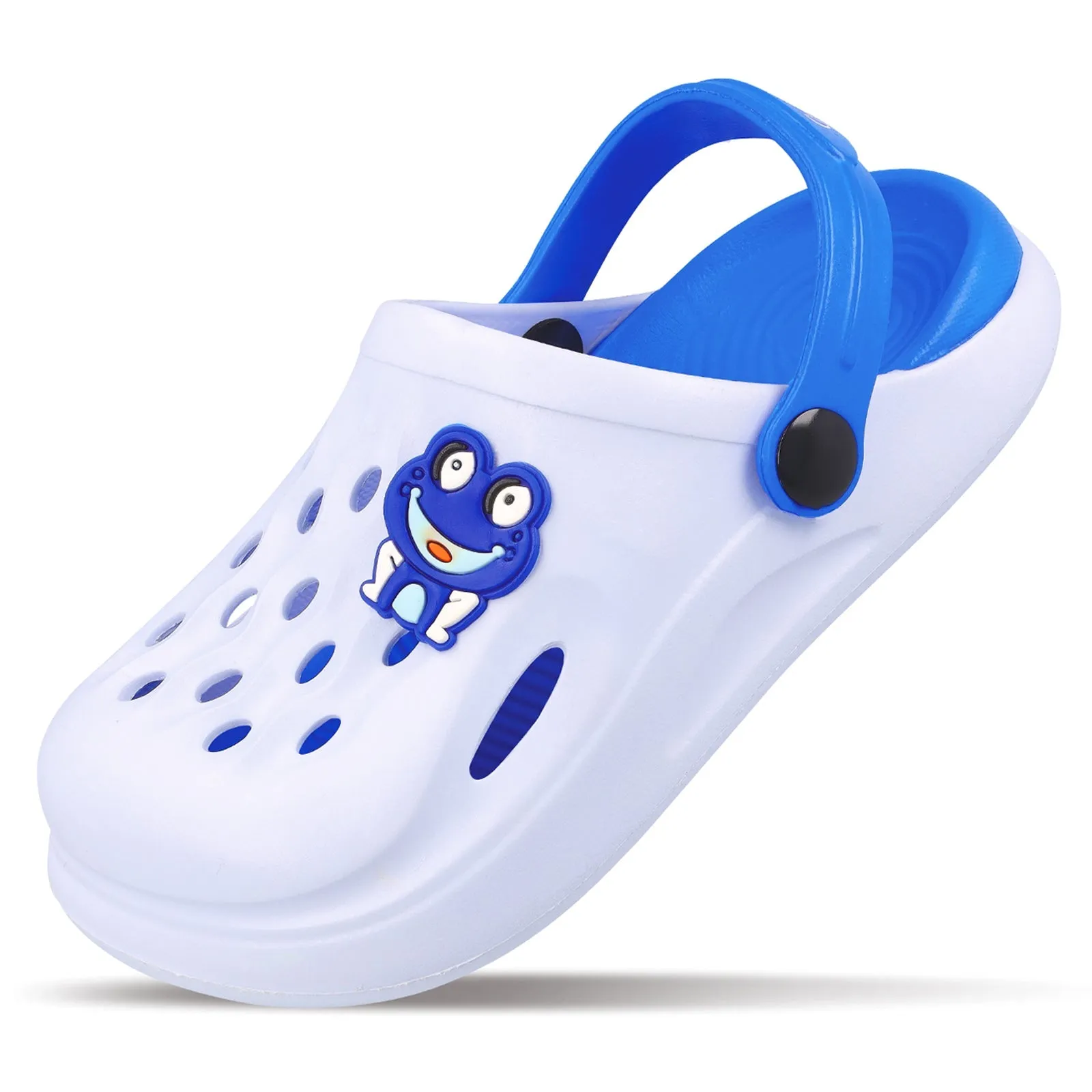 Walkaroo Basix Kids Solid Clog Sandals  - WK360 White Blue