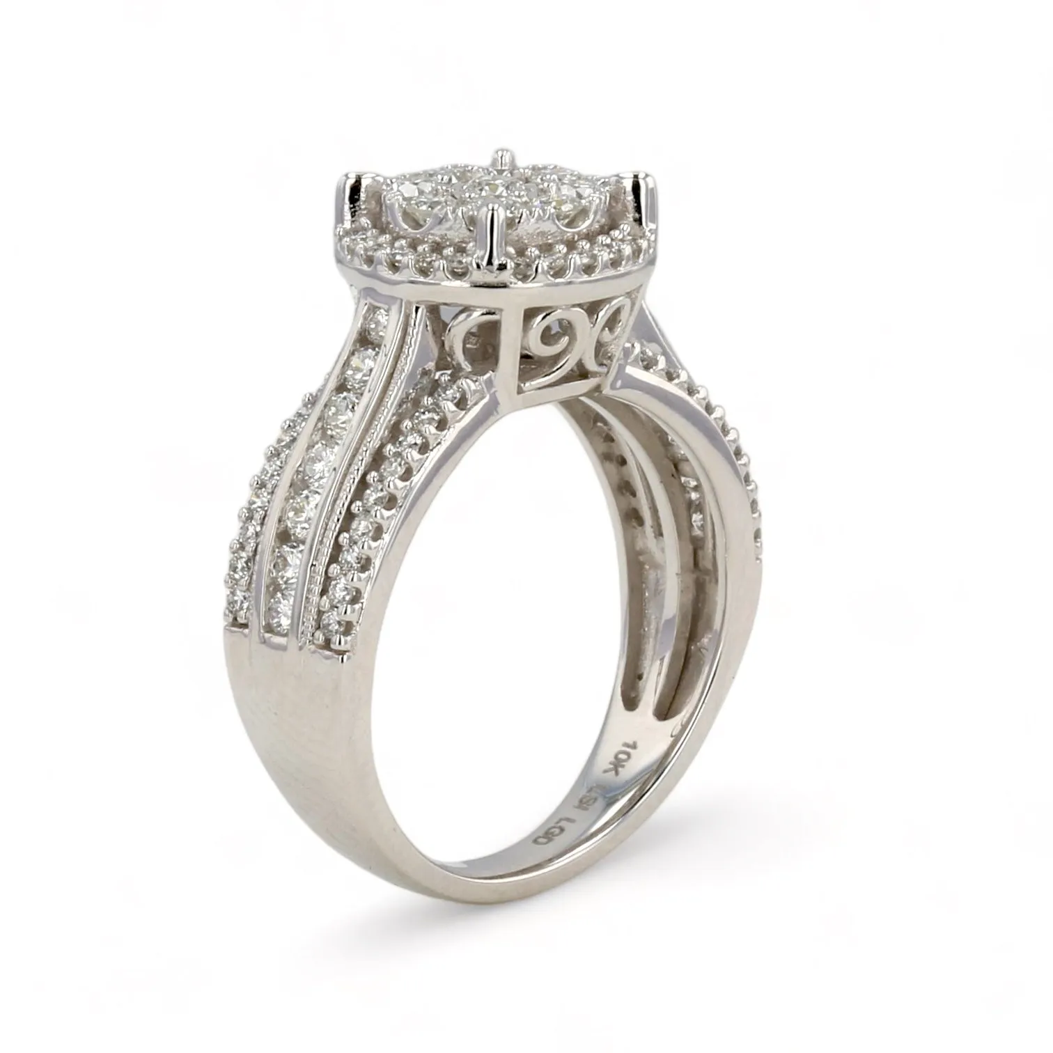 White gold 1CT diamond solitary princess ring-1000