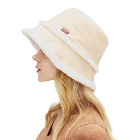 Women Suede Lamb Hair Casual Fashion Elegant Keep Warm Outdoor Bucket Hat